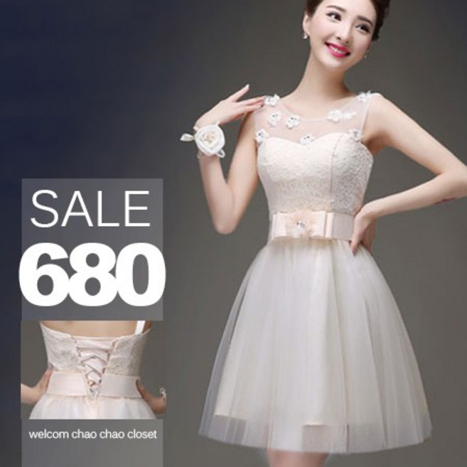 SISI 一字領蓬蓬短裙伴娘晚禮服 聖誕舞會生日趴跨年尾牙婚禮喜酒D6010, 無袖L