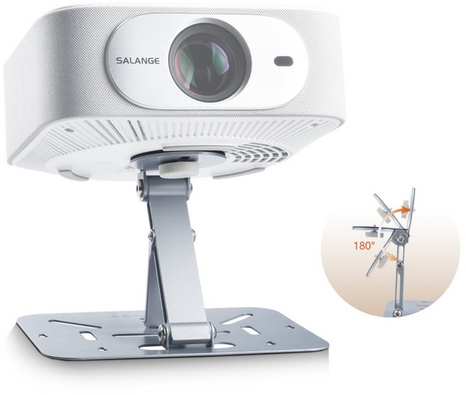Salange 미니빔프로젝터거치대 다중 각도 조정 1/4 범용 나사 구멍 5KG 내 하중 천장과 호환 가능 데스크탑 프로젝터 브래킷 조정 가능한 설치 이동식 브래킷, 은빛, 1개