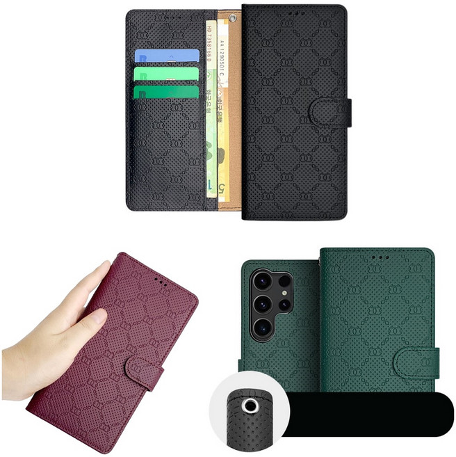 갤럭시 퀀텀3 케이스 SM-M536S (뉴뉴) 천연 소가죽 (리칠리즈-자석형) 다이어리 패턴 무늬 슬림 카드 지폐 수납 지갑