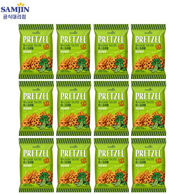 삼진 미니 프레첼 와사비맛, 70g, 12개