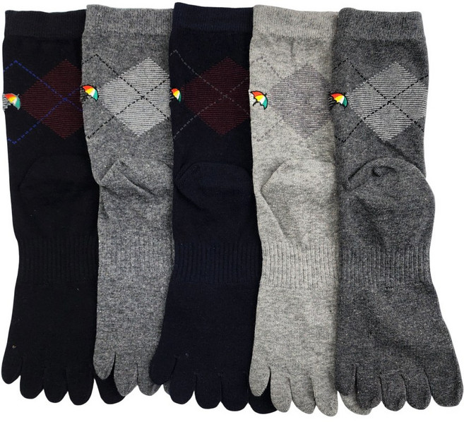 아놀드파마 남자발가락양말 장목 패션 아가일 무좀방지 기능성 양말 5족 국내산