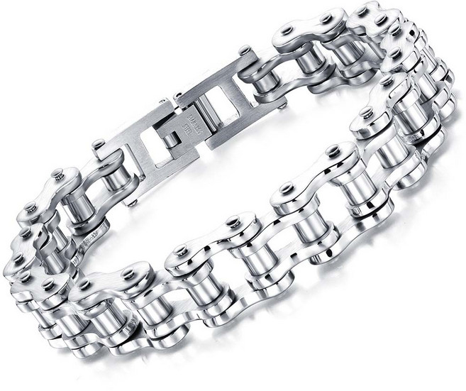 남자 자전거 체인 팔찌 마린스틸 티타늄 라이더 체인 팔찌 힙합 스타일링 스테인리스 스틸 남자 자전거 체인 팔찌