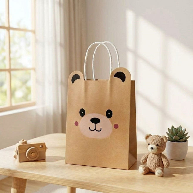 귀여운 동물 답례품 선물 쇼핑백, 10개, 든든베어