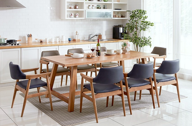데니쉬모던 모스트 원목 2300 식탁 세트 B, 네이비