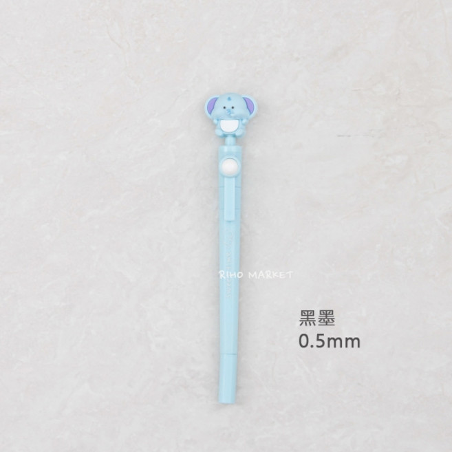 韓國大創Daiso嘟嘟臉立體造型 公仔筆 可愛 0.5mm 松鼠 兔子 熊貓, 1個, 旋轉原子筆 大象, 黑墨
