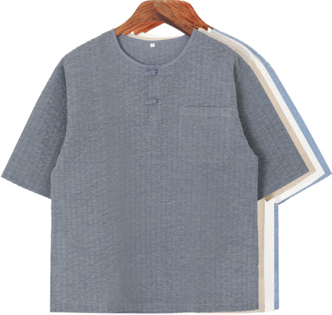 시어서커 라운드 티셔츠