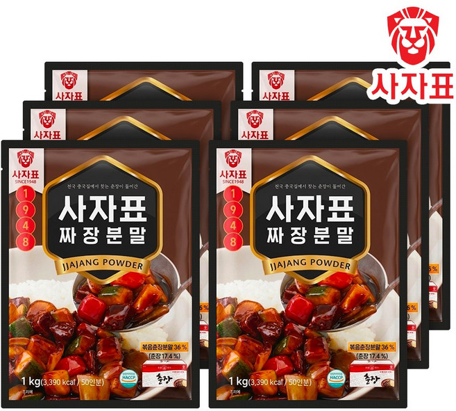 [사자표]볶음춘장 짜장 분말 (대용량 1kg), 1kg, 6개