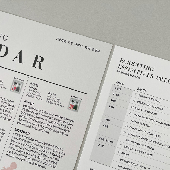 우가차차486 (1살 성장가이드 육아캘린더) 아기 발달표 성장 달력 초보 엄마 아빠 신생아디데이달력, 1세트