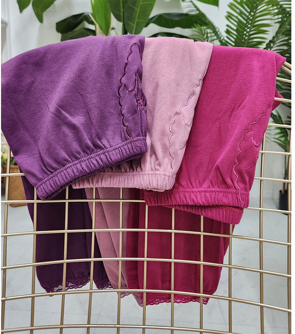 엘에이스 2+2 할머니 여성용 시지부 8부 파자마 보온 내의 파자마 바지 4장세트