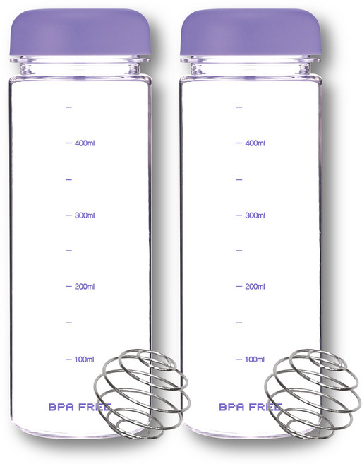 위드 쉐이커보틀 눈금물병 트라이탄 2P, 2개, 500ml, 퍼플