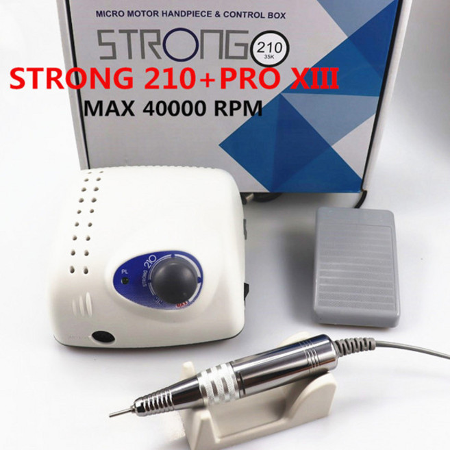 강력한 210 프로 XII 네일 드릴 전동 네일 드릴 밀링 매니큐어 폴리싱 파일 65W 35000 머신 커터, STRONG 210, 7) STRONG 210