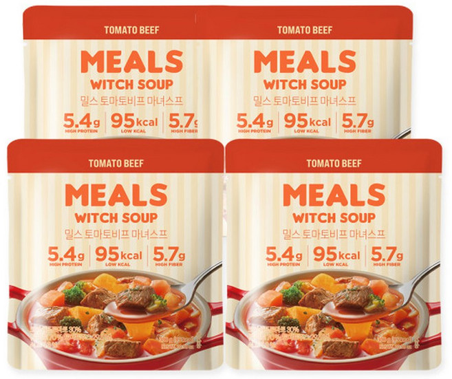 밀스 저당 마녀스프 토마토비프 4팩(300g x 4팩), 4개, 300g