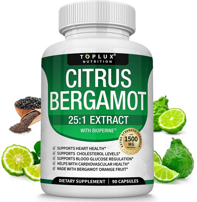 베르가못추출물 1500mg 90정 25배농축 베르가못 폴리페놀 블랙페퍼함유, 4개