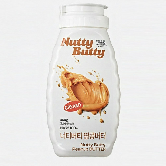 짜먹는땅콩버터 땅콩 100% 무가당 무설탕 무첨가 피넛버터 잼, 360g, 1개