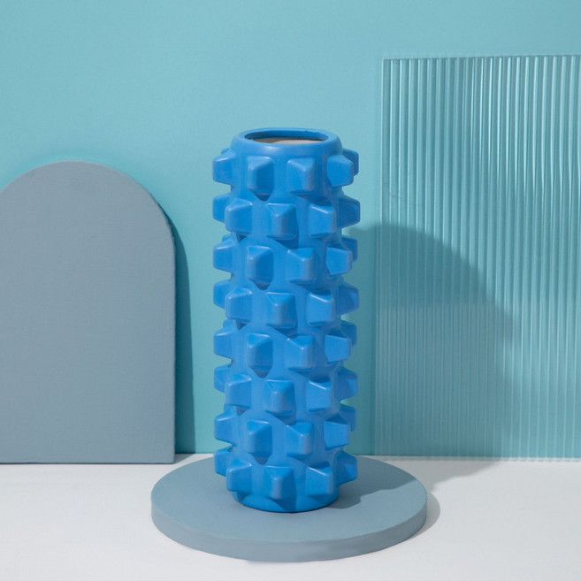 BODY MORE FUN 泡沫滾筒按摩器 200KG高強承重, 34cm - 空心狼牙款藍色, 1個
