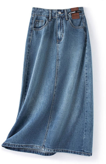 Zoovit 여성 뒷트임 데님 스커트 데일리 워싱 청치마