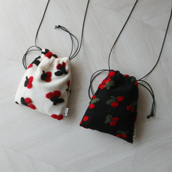 [자체체작]앵두 체리 조리개 주머니 미니 숄더백