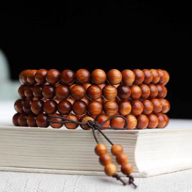 天然太行山崖柏手鏈108顆佛珠念珠, 陳化高油老料0.8x108顆