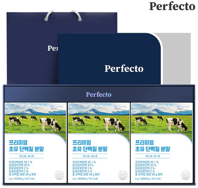 퍼펙토 프리미엄 초유 단백질 분말, 90g, 3개
