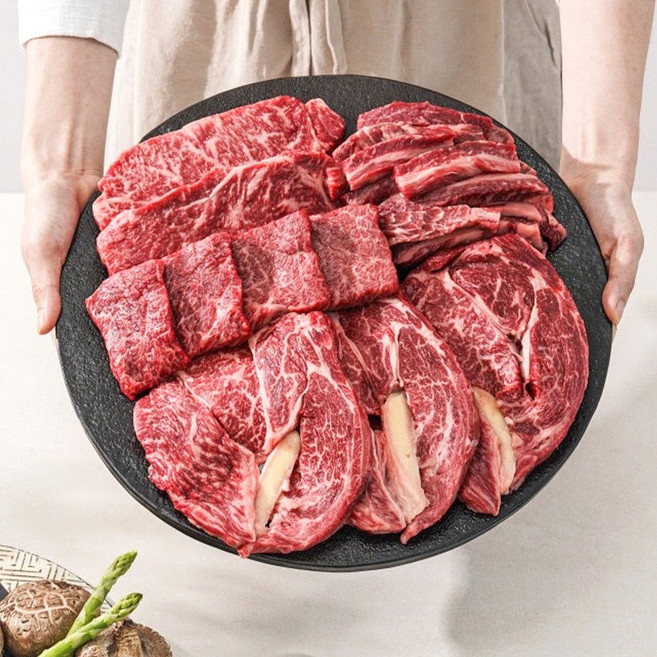 [미쓰하누] 1++한우 구이모듬800g (냉장) 등심+살치살+채끝+갈비살 4~5인분