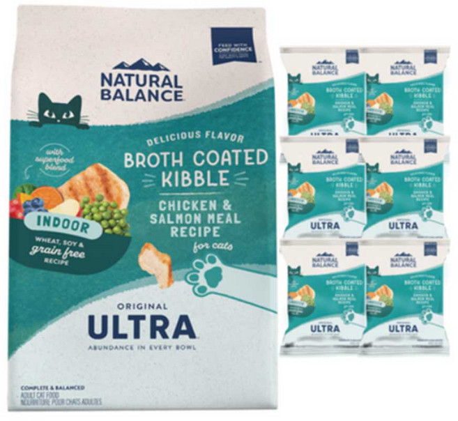 내추럴발란스 인도어 울트라 닭고기 & 연어 포뮬라 성묘용 건식사료, 닭, 2.64kg, 1개