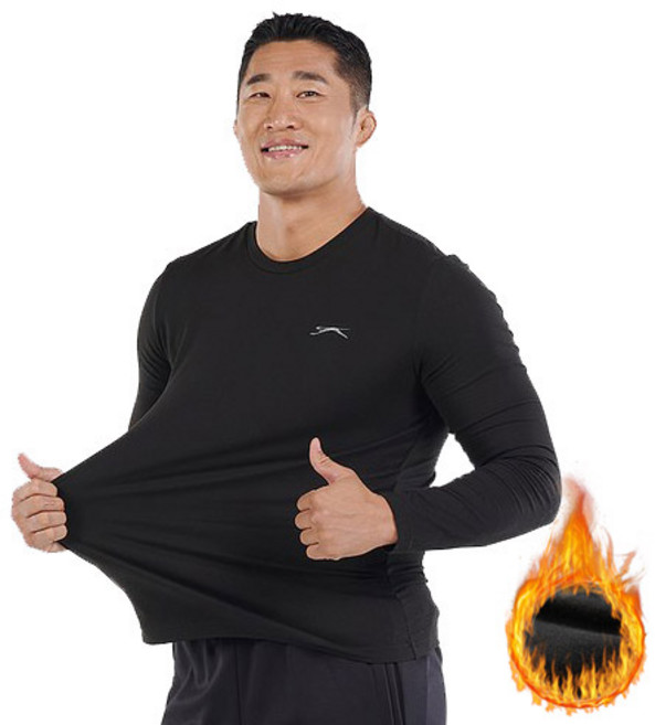 김동현 슬레진저 기능성 기모 티셔츠 히트텍 겨울작업복 보온 라운드 S24UR9105