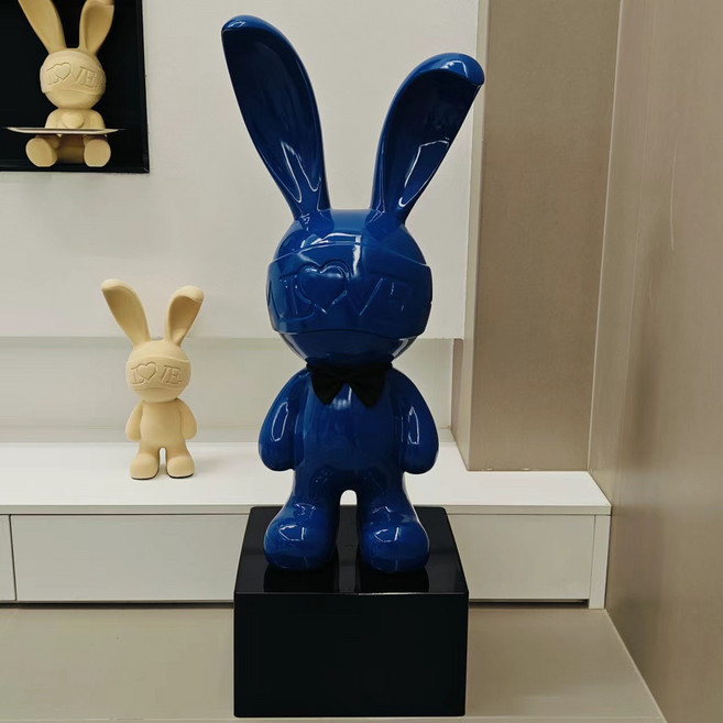 리틀보트 대형 토끼 장식 인테리어 저금통, 블루