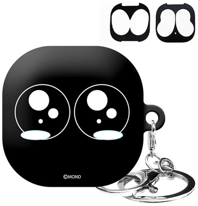 몬드몬드 갤럭시 버즈 라이브 /버즈2 케이스 + 키링 + 철가루방지스티커 상단하단, 아이티콘 글썽글썽, 1개