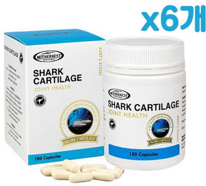 마더네스트 상어연골 500mg 180정 Shark Cartilage 500mg 180caps, 180캡슐, 6개