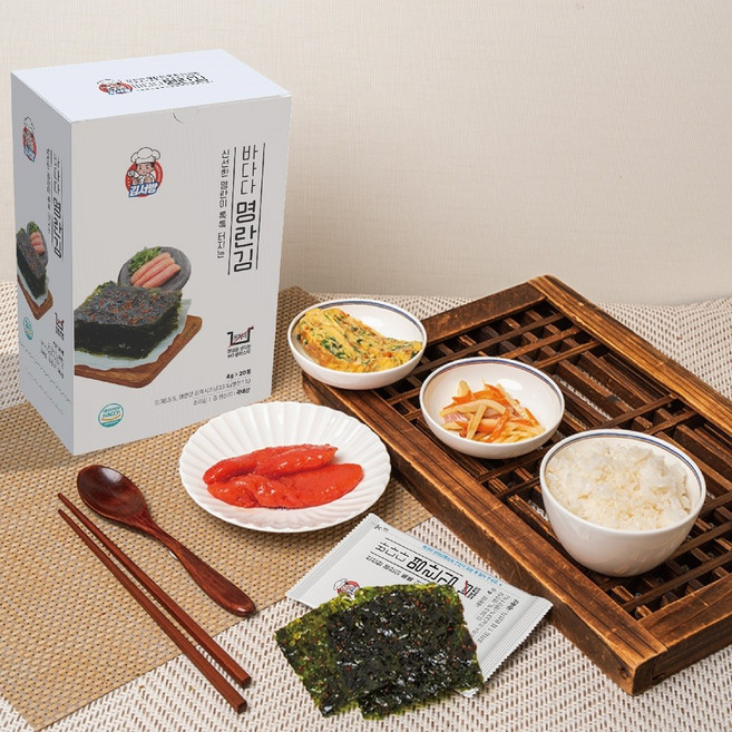 김서방 바다다 명란김 매콤단백 조미김 도시락김 맛김 밥도둑 반찬 혼술 맥주 안주 마른안주, 4g, 20개