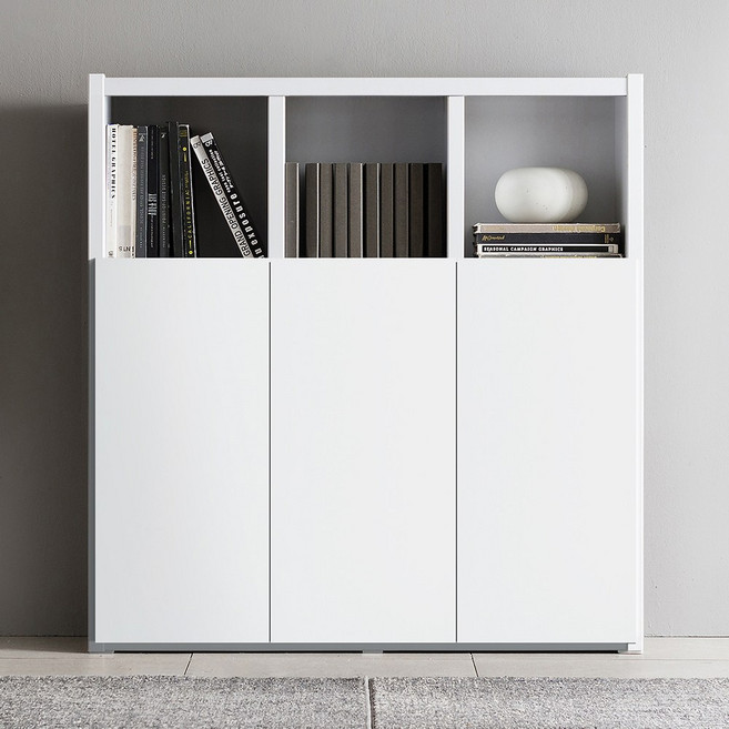 아씨방가구 제니아 36T 1200 3단 도어형 책장, 메이플