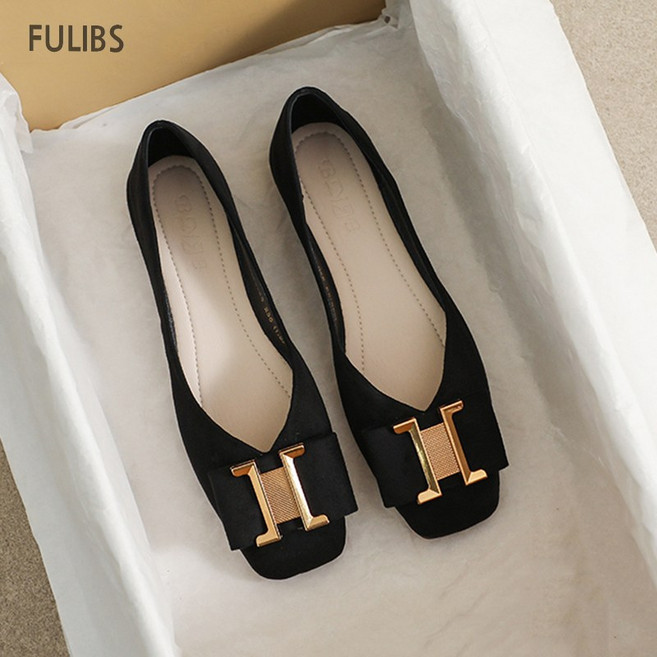 FULIBS 명품 여성단화 체크 빅사이즈 여성 플랫슈즈 220-265