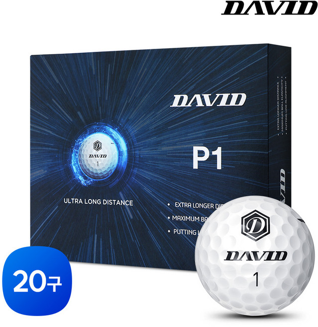 데이비드 고반발 골프공 비거리 골프볼 20구 / 40구 + 자석티, 20개입, 1개