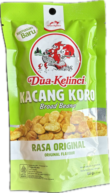 까짱 꼬로 라사 오리지널 인도네시아 Kacang koro rasa Dua-Kelinci, 1개, 60g