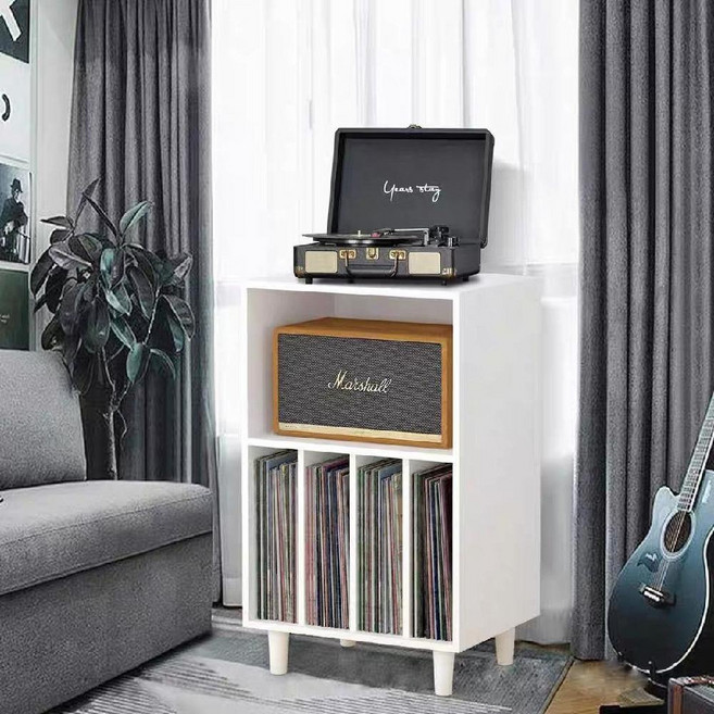 모즈힐 lp수납장 월넛 레코드 턴테이블 매거진랙 인테리어 감성 보관함 장식장, 월넛 화이트