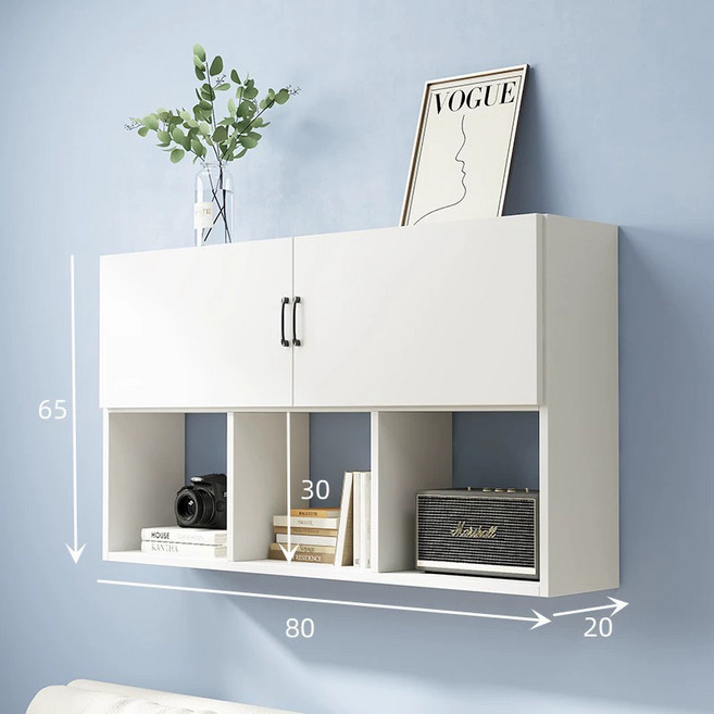 벽걸이 책장 수납장 벽선반 진열 인테리어 선반 거실 서재 다용도 설치 간편한 책꽂이, 1단, 80 화이트