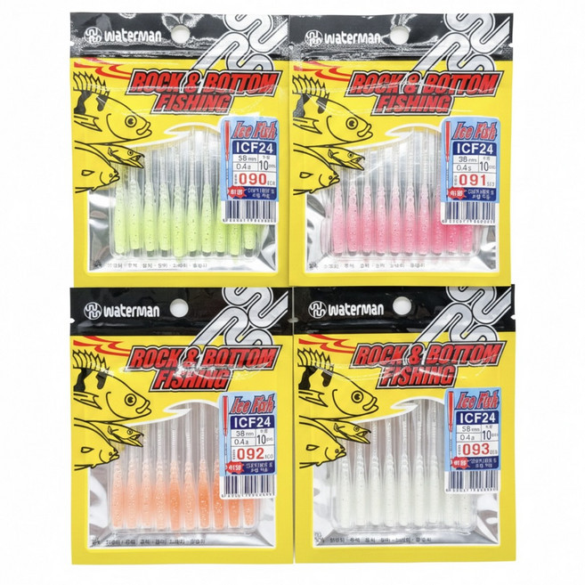 워터맨 볼락웜 전쟁이웜 소프트베이트 아이스피쉬, 1세트, 0.4g, 4개 색상