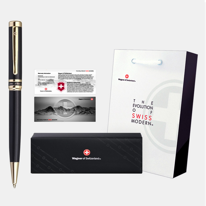 [각인 선물 포장] 스위스와그너 선물용 고급 이니셜 볼펜 브랜드 명품 펜 / 에미넌스(Eminence), 차콜 골드
