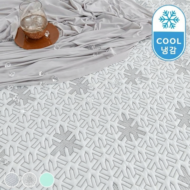 모카품 쿨매트 여름 쿨링 고정 냉감 침대패드 여름 냉감패드, B 그레이눈꽃