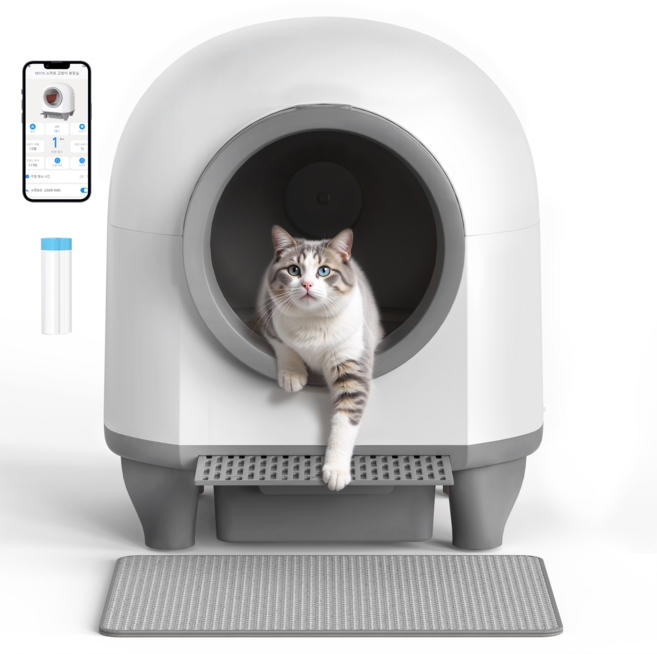 호몰 Homall 고양이 자동화장실 대형 스마트 저소음 대용량, 1개, 그레이