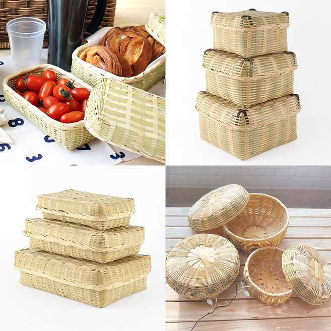 더담고 대나무 석작 ( 추석 설날 명절 선물포장 답례품 떡바구니 한과상자 이바지함 폐백 떡바구니 도시락 대바구니 ), B. 직사각 대나무 석작 L, 1개