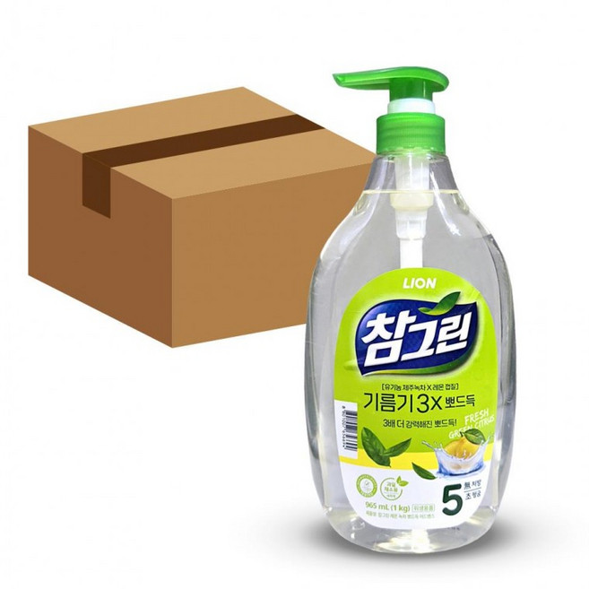 12개 LION 기름기 뽀드득 주방세제 1kg 녹차 레몬 참그린_2026FW-TR2