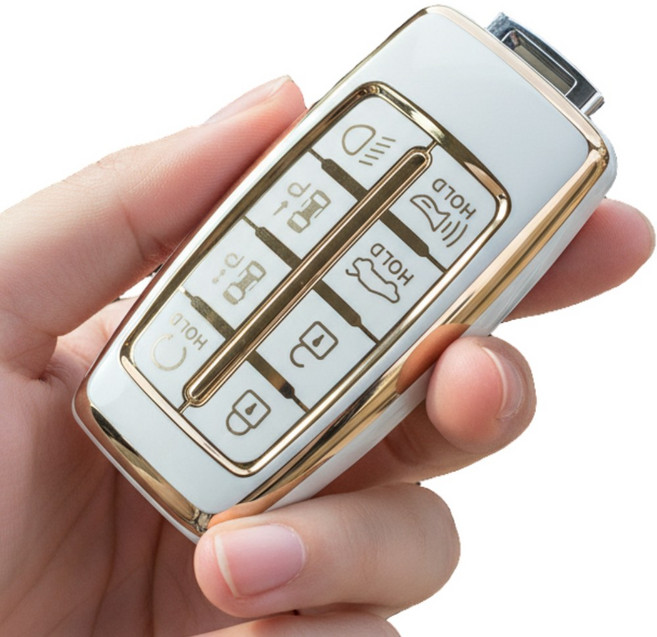 포스워백 제네시스 G70 G80 GV70 GV80 호환 스마트키 TPU 케이스, 8버튼, 하양