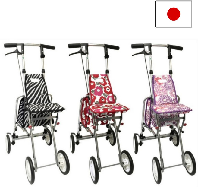 일본산 아소시에 휴대간편 할머니전용 가벼운 실버카 LED 지팡이거치대 포함, 1개