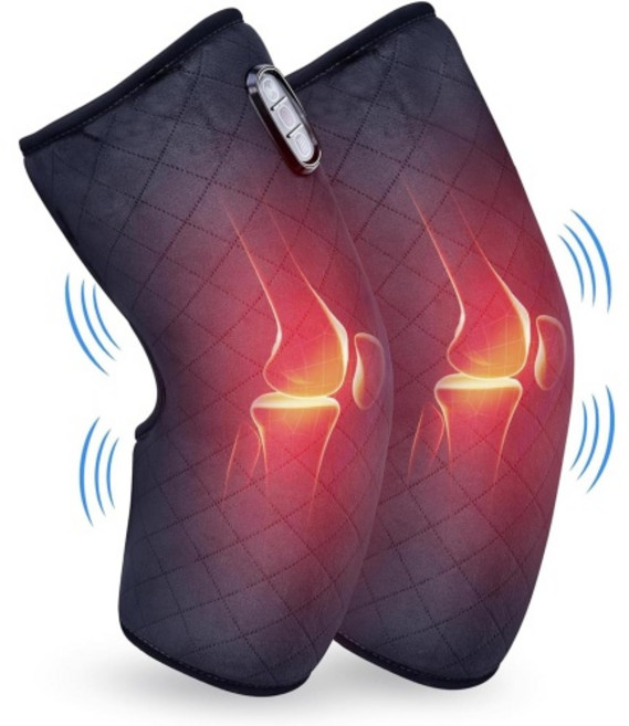 무릎 를 위한 COMFIER 온열 마사지기 패드 마사지 및 진동 그레이지로 온열기 랩 제공, Greige