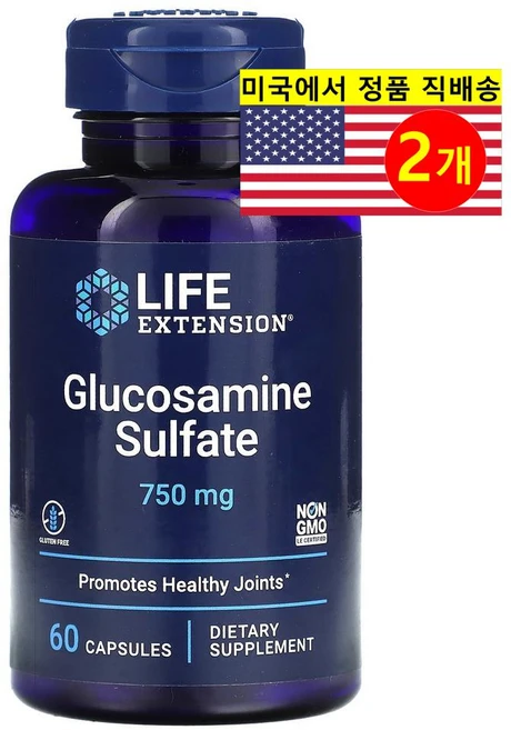 라이프익스텐션 글루코사민 황산염 750 mg 60 캡슐 x 2, 2개, 60정 - 쿠팡