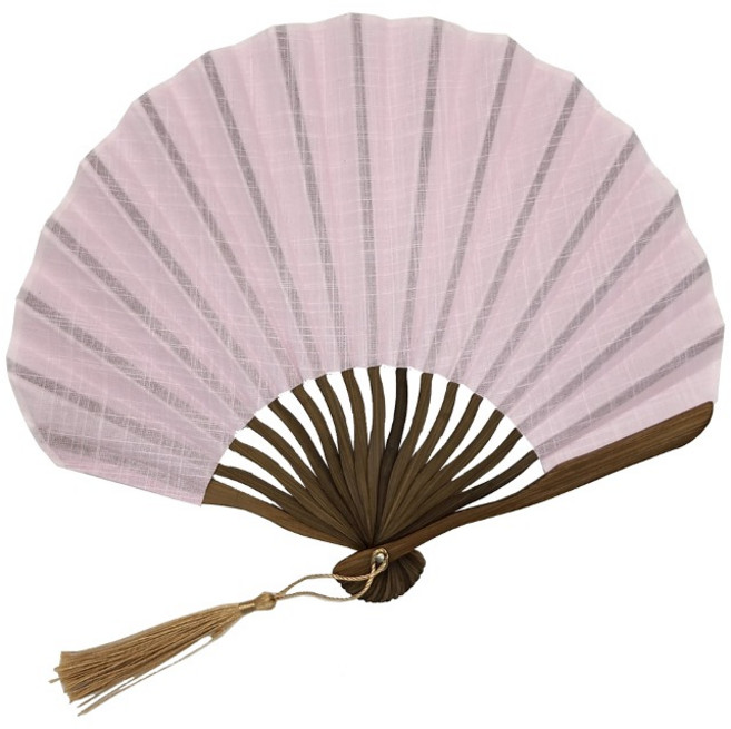 모시부채 (소) 22cm (연분홍) 직물아교포수 모시접선(최상품 노리개 달려있음), 연분홍색, 1개