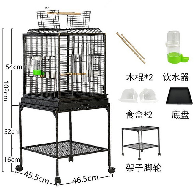 蜜袋鼯專用籠子 亞克力透明 大開門 雙層移動 可疊加 蜜袋鼬飼養籠, 1個, 鐵絲款-黑色帶滑輪 置物架.