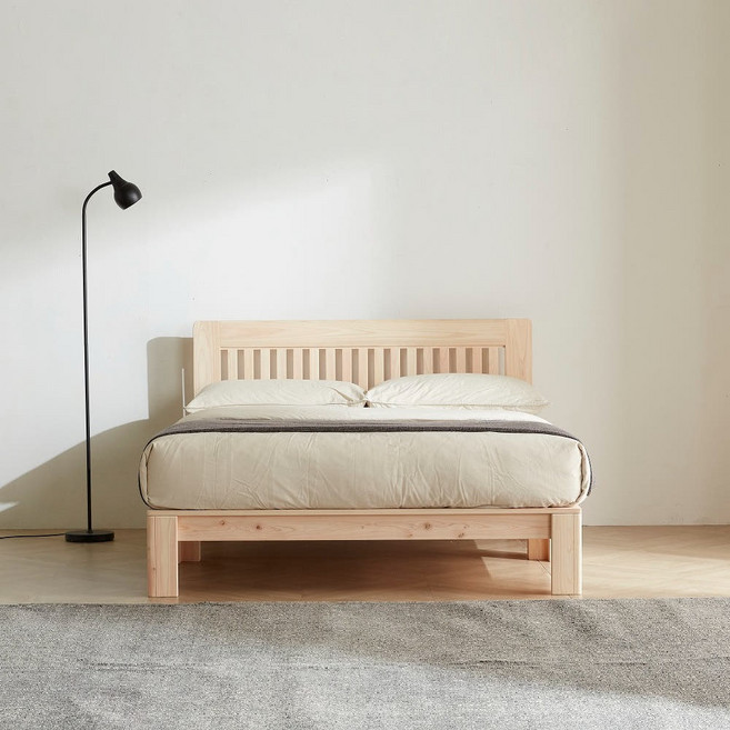 바르숲 유절 도담 편백나무침대 통원목 침대프레임, 베이지