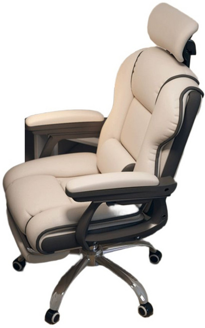 컴퓨터 의자 리클라이너 체어렉스 책상 발받침 공부 서재, 높이 조절 팔걸이, 확대형 좌판 블랙+이동형 헤드레스트